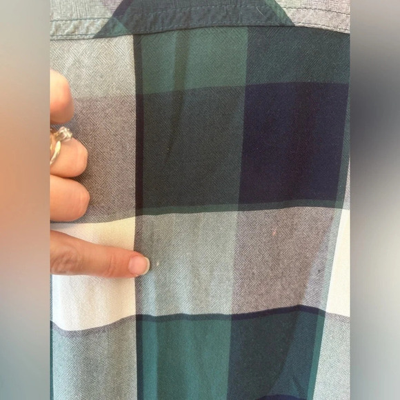Merona plaid long sleeve button down green and blue size S - Picture 8 of 9
